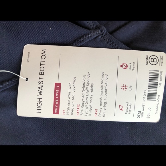 Athleta High Waist Swim Bottom Dress Blue XS - Picture 8 of 8